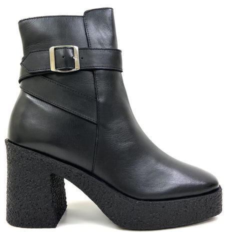 Chunky High Heels Leather Boot