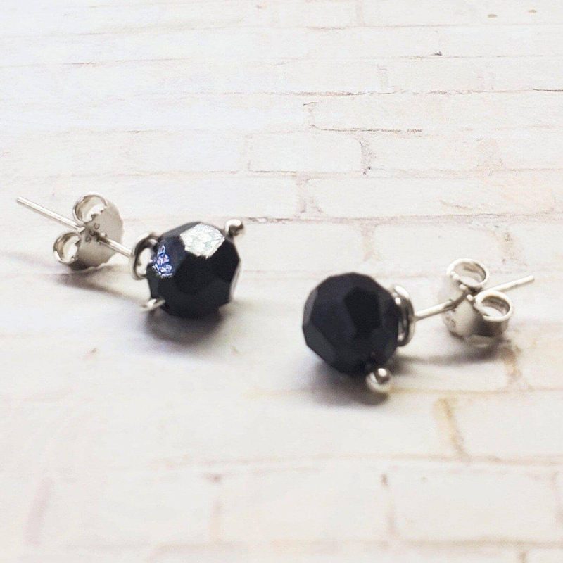 Alexa Martha Designs Earrings Black Alexa Martha Designs Spiral Crystal Gemstone Ear Studs