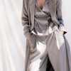 Bastet Noir Women's Outerwear EU36/US4 3 Piece Trouser, Trench Coat & Vest Set in Grey Wool Blend