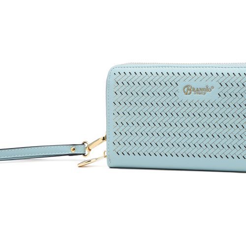 Brangio Italy Collections Wallet Light Blue BI Jet Set Handmade Wristlet Wallet in L. Blue, Black, Gold, Pink, or Pearl White