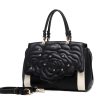 Brangio Italy Collections Women's Handbag Set Black Rosette 3d Crystal Vegan Leather Handbag + Wallet  |BI