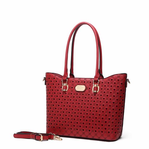 Brangio Italy Collections Women's Toe Red Millionaire Queen Double Layer Crystal Engraved Tote +Wallet |BI