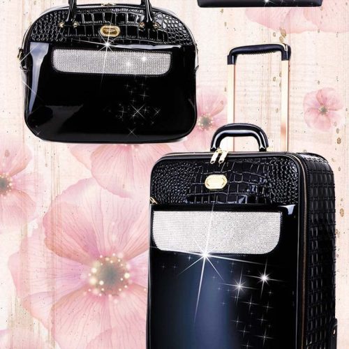 Brangio Italy Luggage Handbag Black Luggage + Handbag BI Sleek & Steady 2PC Set | Signature Away Luggage Set for Travel with Crossbody Bag