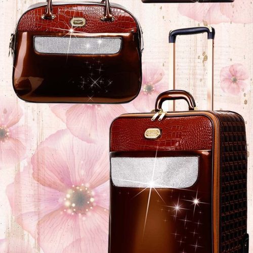 Brangio Italy Luggage Handbag Bronze Luggage + Handbag BI Sleek & Steady 2PC Set | Signature Away Luggage Set for Travel with Crossbody Bag