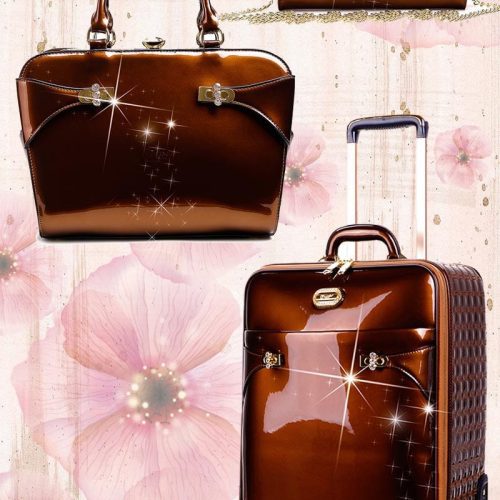 Brangio Italy Luggage Handbag Bronze Luggage + Handbag + Wallet BI Tri-Star Luggage Sets with Spinners in Royal Blue, Purple, Brown, or Black