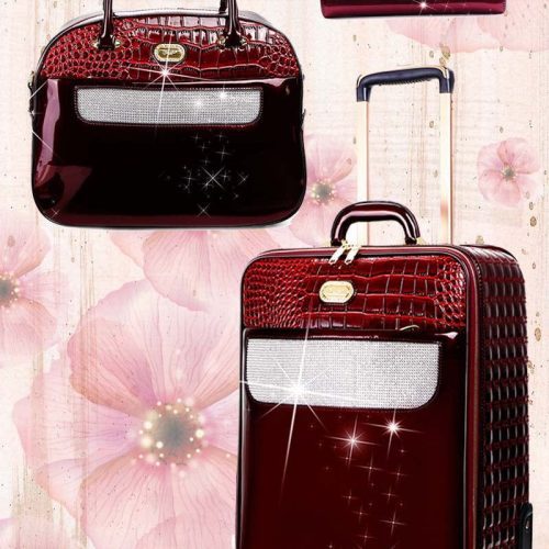 Brangio Italy Luggage Handbag Burgundy Luggage + Handbag BI Sleek & Steady 2PC Set | Signature Away Luggage Set for Travel with Crossbody Bag