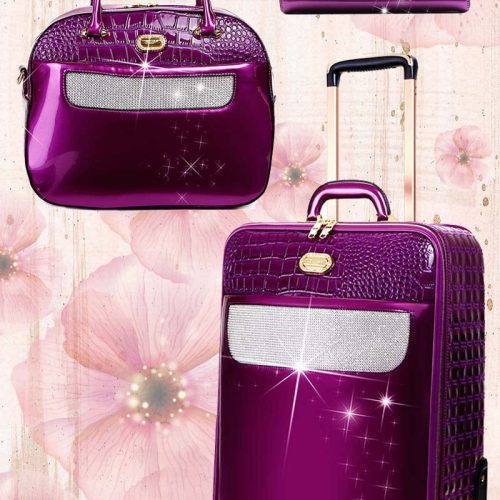 Brangio Italy Luggage Handbag Purple Luggage + Handbag BI Sleek & Steady 2PC Set | Signature Away Luggage Set for Travel with Crossbody Bag