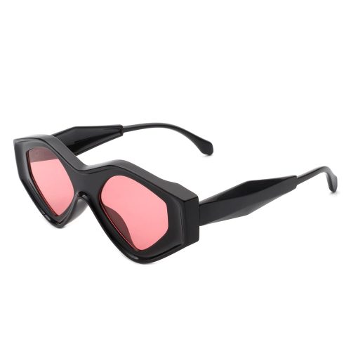 Cramilo Eyewear Sunglasses Black/Pink Rosedawn - Futuristic Square Retro Chunky Irregular Geometric Sunglasses