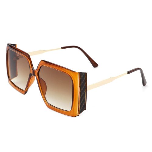 Cramilo Eyewear Sunglasses Brown Yellowra - Women Oversize Retro Square Large Fashion Sunglasses