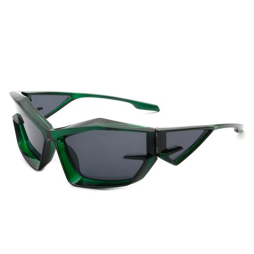 Cramilo Eyewear Sunglasses Green Pollich - Futuristic Rectangle Geometric Chunky Square Fashion Sunglasses