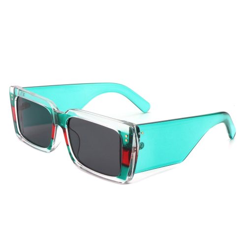 Cramilo Eyewear Sunglasses Light Blue Yoplines - Rectangle Flat Top Retro Tinted Chunky Square Sunglasses