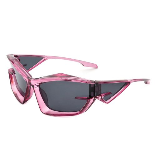 Cramilo Eyewear Sunglasses Pink Pollich - Futuristic Rectangle Geometric Chunky Square Fashion Sunglasses