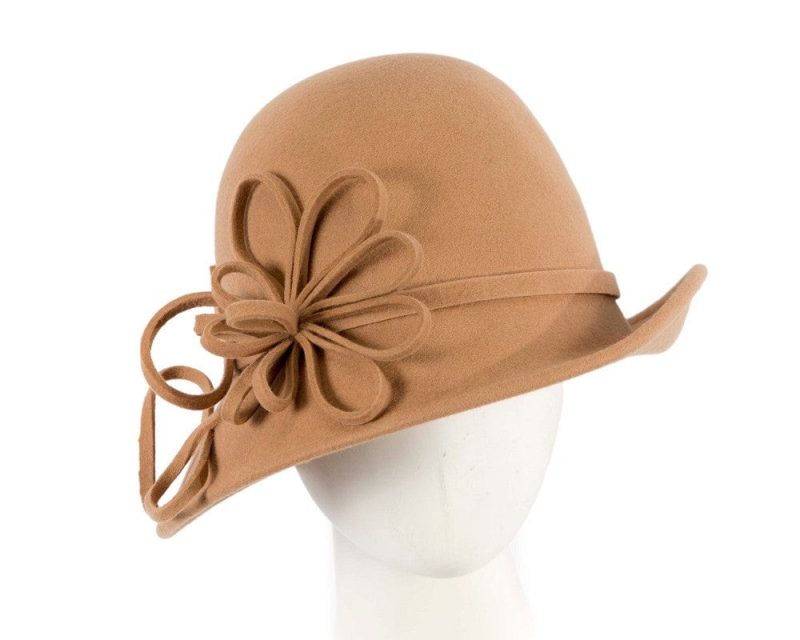 cupids millinery women s hat beige beige felt winter hat with flower by max alexander j422be 38956528206082