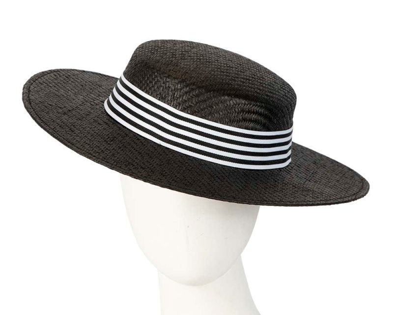 cupids millinery women s hat black black black and white boater hat by max alexander ma867bw 38956663406850