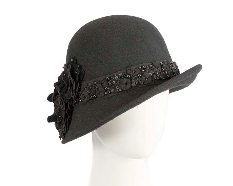 cupids millinery women s hat black black ladies winter felt cloche hat by fillies collection f573b 38956861030658