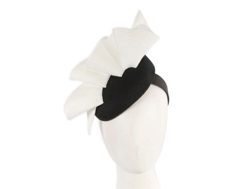 cupids millinery women s hat black black white pillbox fascinator by fillies collection f681bw 38956525256962