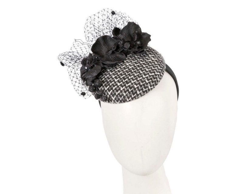 cupids millinery women s hat black silver winter racing pillbox fascinator by fillies collection f676g 39043959521538