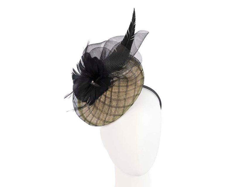 cupids millinery women s hat black yellow yellow black racing fascinator by cupids millinery melbourne cu301 38956683395330