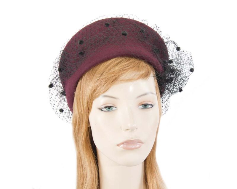 cupids millinery women s hat burgundy large wine black felt beret hat f637wb 38956812042498