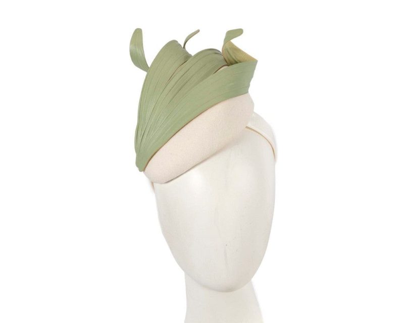 cupids millinery women s hat green cream cream green winter racing fascinator by fillies collection f679cmi 38989173063938