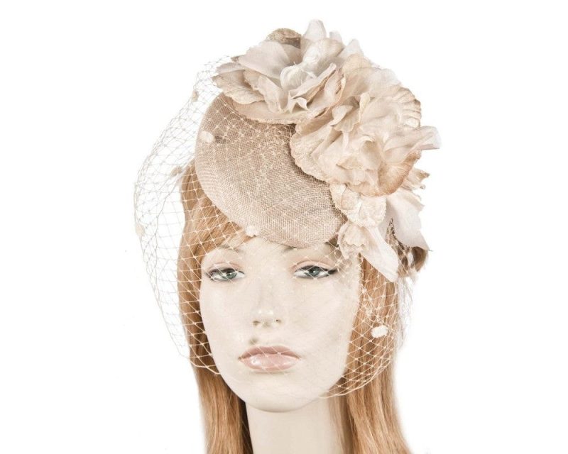 cupids millinery women s hat nude pillbox with flower veil by fillies collection 38956862603522