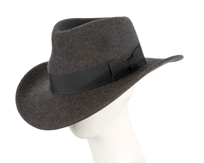 cupids millinery women s hat unisex dark grey fedora felt wide brim hat 39100190949634