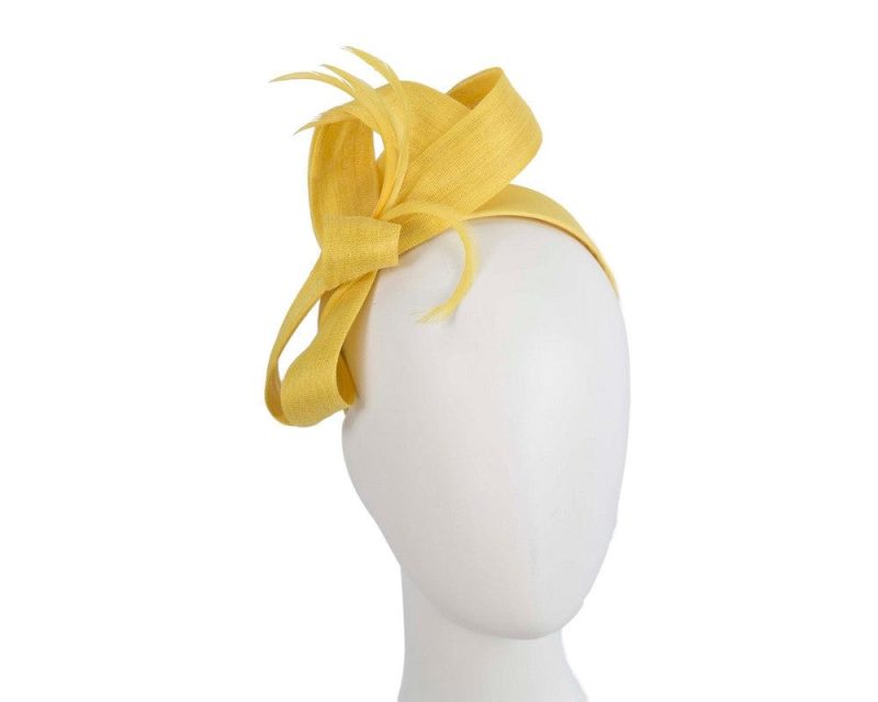 cupids millinery women s hat yellow yellow abaca loops and feathers racing fascinator by fillies collection s249y 38956749652226