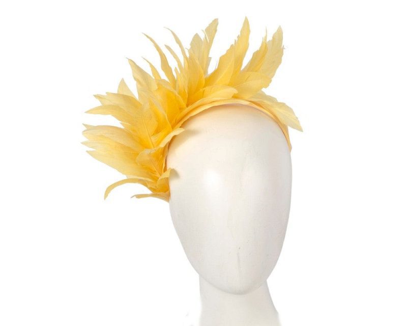 cupids millinery women s hat yellow yellow feather fascinator headband by max alexander ma893y 38956583649538