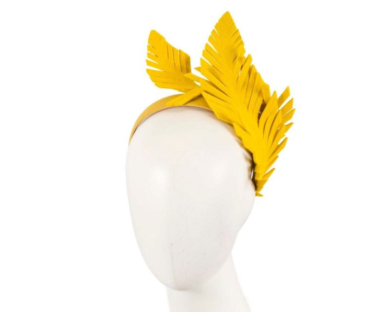 cupids millinery women s hat yellow yellow felt leafs winter racing fascinator by max alexander j406y 38956626739458