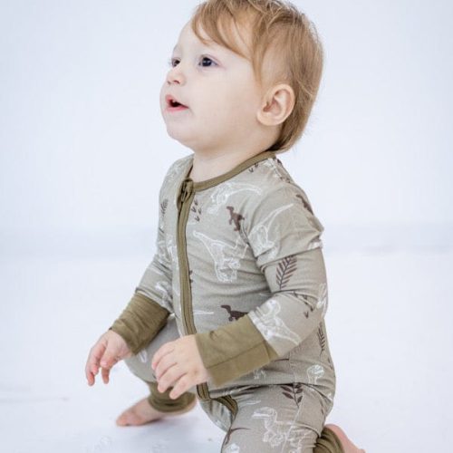 eclipse kids baby toddler sleepwear velocinaptor long sleeve zipper romper 41490252071170