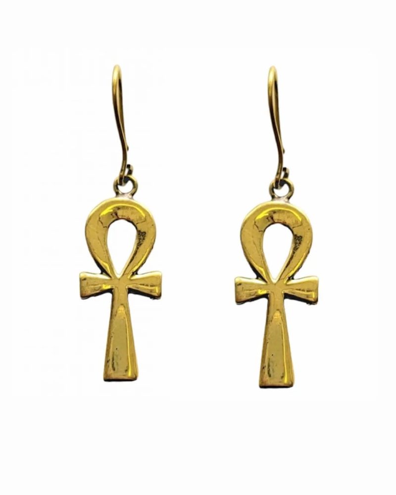 MINU Jewels Earrings Large - 1.25 inches / Gold Ankh "Key Of Life" Earrings