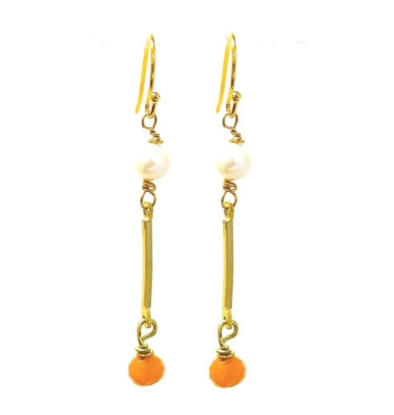 minu jewels earrings pearl gold orange tawny earrings 19 pcg e 26599529 39834083623170