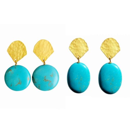 minu jewels earrings regina 2 statement earrings in turquoise 18kt gold plated vermeil regina 2 statement earrings in turquoise 18kt gold plated vermeil 41933695844610