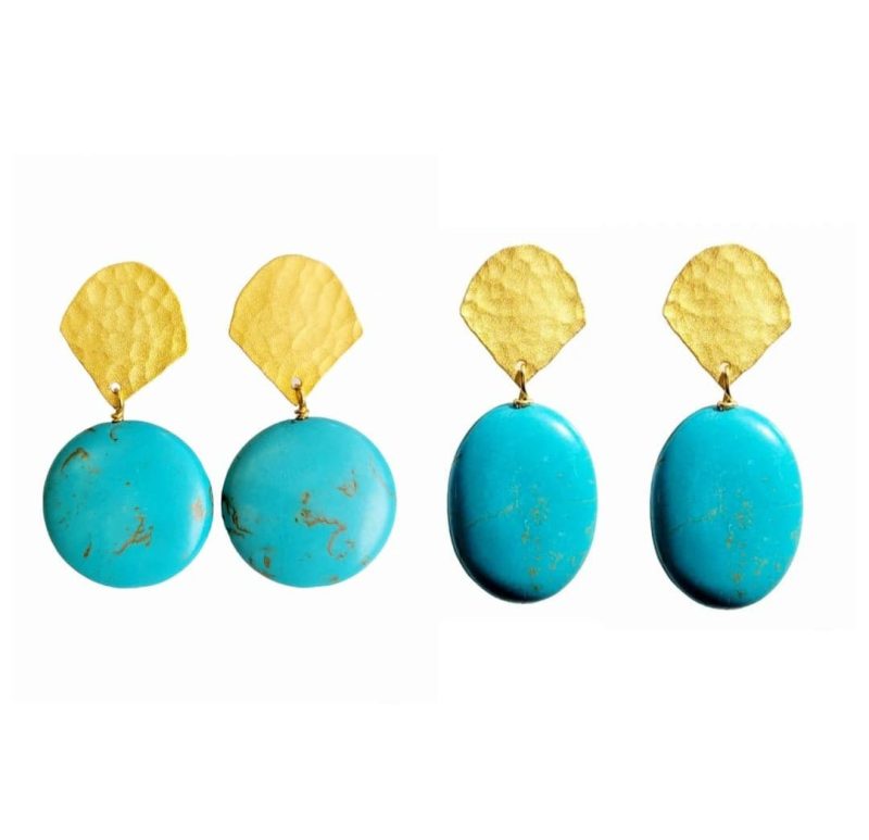 minu jewels earrings regina 2 statement earrings in turquoise 18kt gold plated vermeil regina 2 statement earrings in turquoise 18kt gold plated vermeil 41933695844610