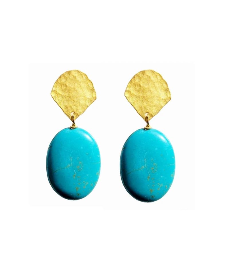 minu jewels earrings regina 2 statement earrings in turquoise 18kt gold plated vermeil regina 2 statement earrings in turquoise 18kt gold plated vermeil 41933695910146