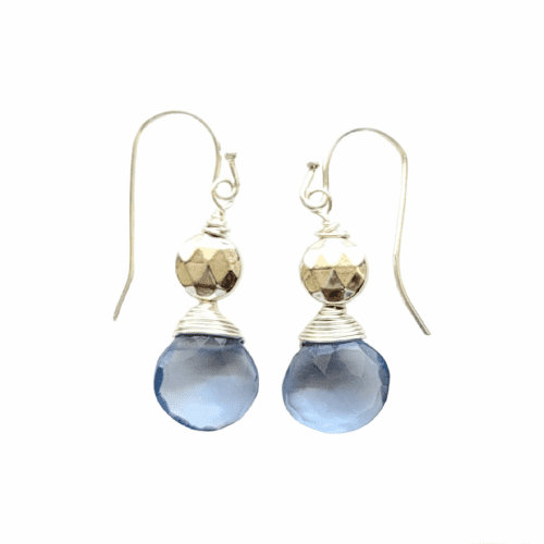 MINU Jewels Earrings Silver 1" Faceted Iolite & Lapis Gold-Plated Drop Earrings | MINU