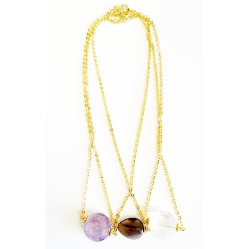 minu jewels necklace 16 18 faceted gemstone necklace in amethyst smoky quartz or clear quartz minu 41850849231106