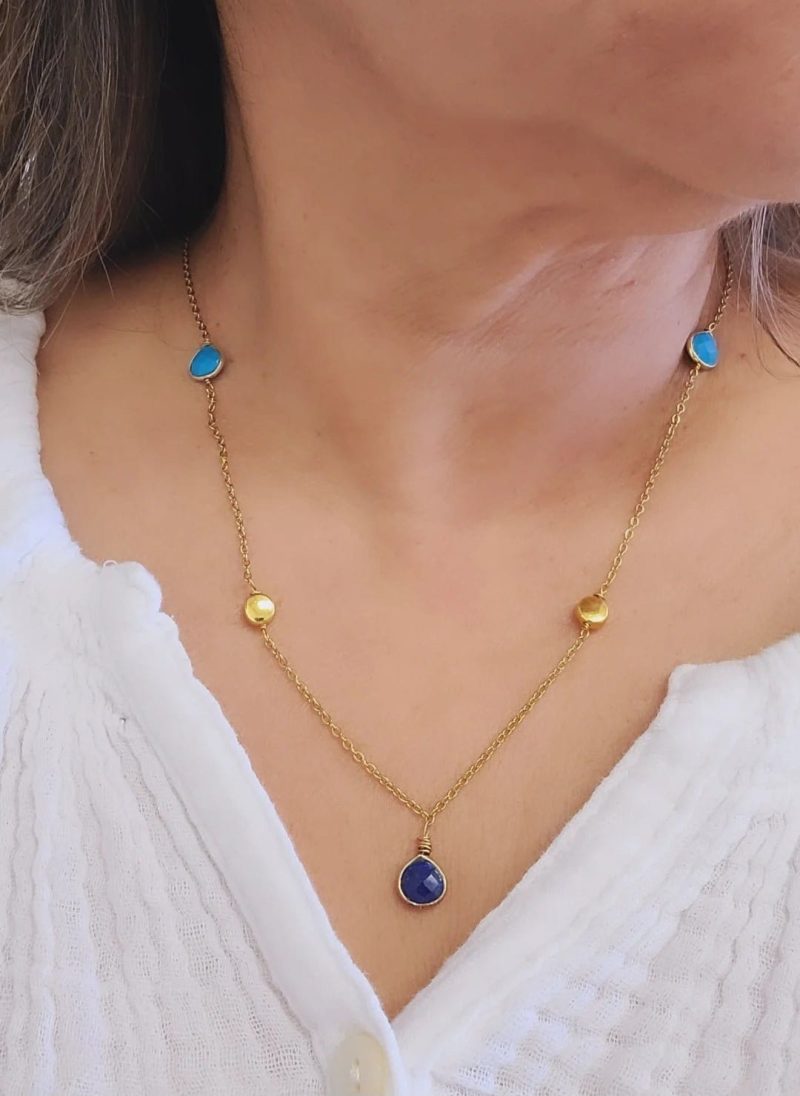 minu jewels necklaces chavel 16 chain necklace with faceted turquoise lapis centerpiece chavel necklace minu jewels 23 chavl n 74082620 39916443926786