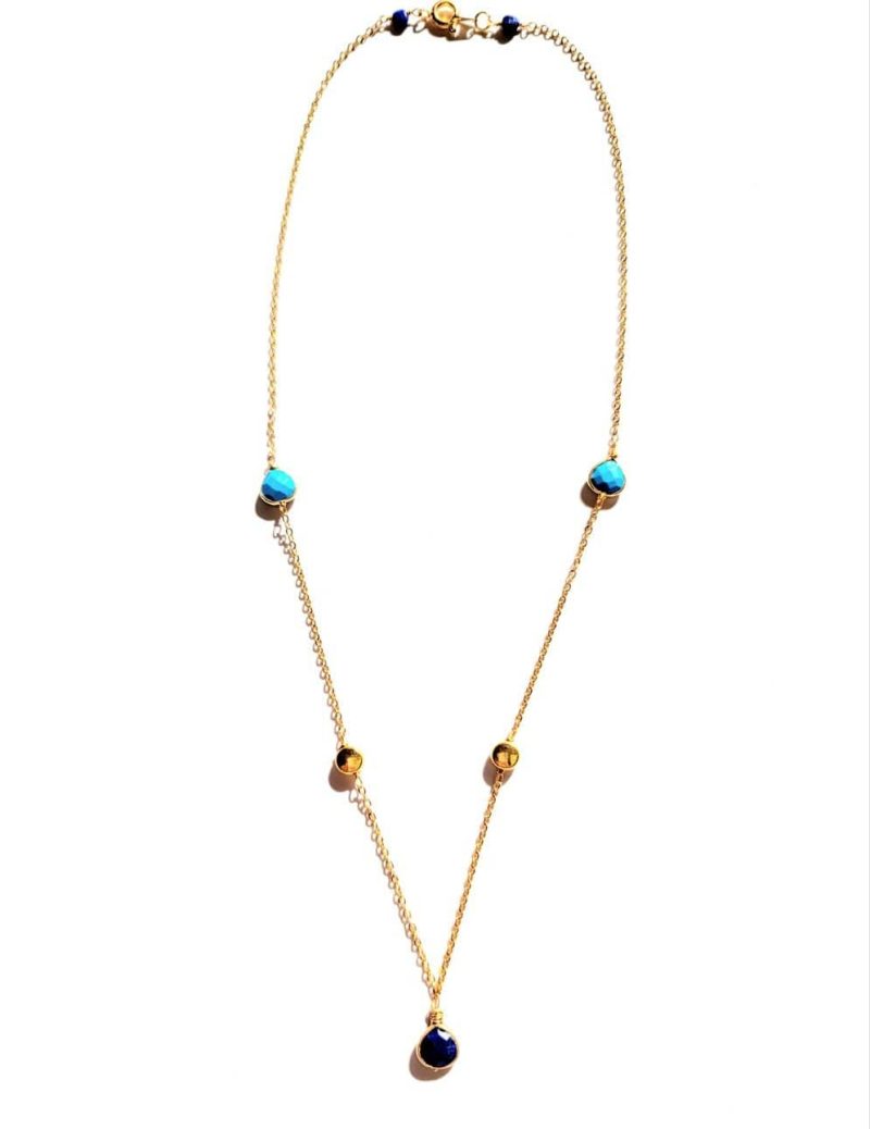 minu jewels necklaces chavel 16 chain necklace with faceted turquoise lapis centerpiece chavel necklace minu jewels 23 chavl n 74082620 39916443959554