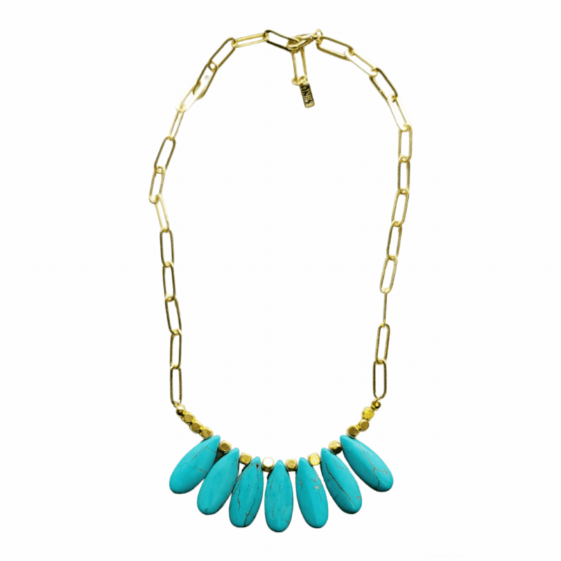 minu jewels necklaces xema gold plated chain necklace with turquoise drops 24 xema n 29557564 40614259622146