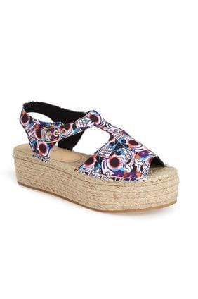 N.Y.L.A. SHOES PLATFORM 6 / SKULL N.Y.L.A. Shoes Women's Alstacia Skull Print Espadrille Platform Sandals