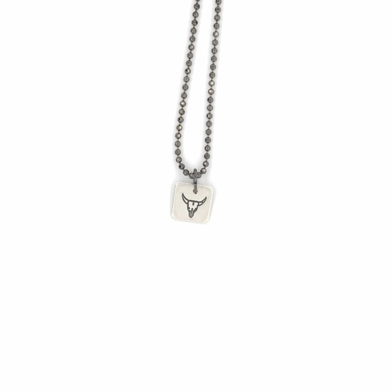 pattie parkhurst jewelry necklaces tough longhorn stamped sterling silver necklace 39557893357826