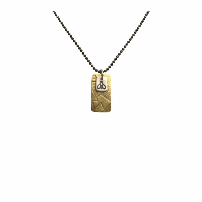 pattie parkhurst jewelry necklaces you re the bees knees sterling silver patterned layered charm necklace 39557894242562