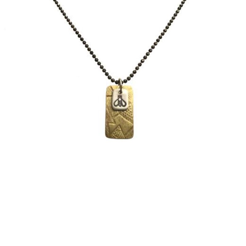 pattie parkhurst jewelry necklaces you re the bees knees sterling silver patterned layered charm necklace 39557894275330