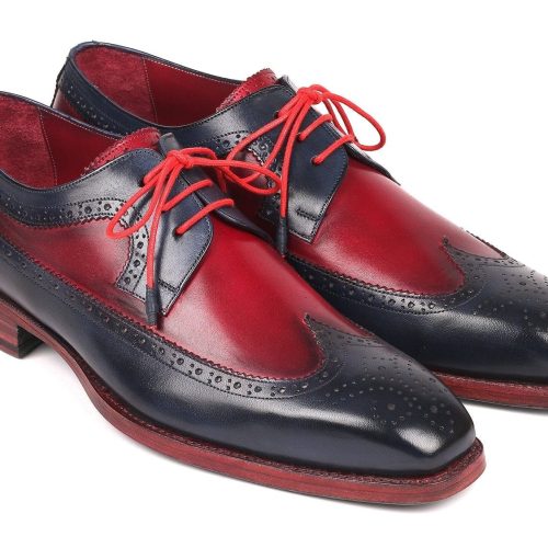 paul parkman paul parkman goodyear welted wingtip derby shoes navy bordeaux id 511n85 36482775449858