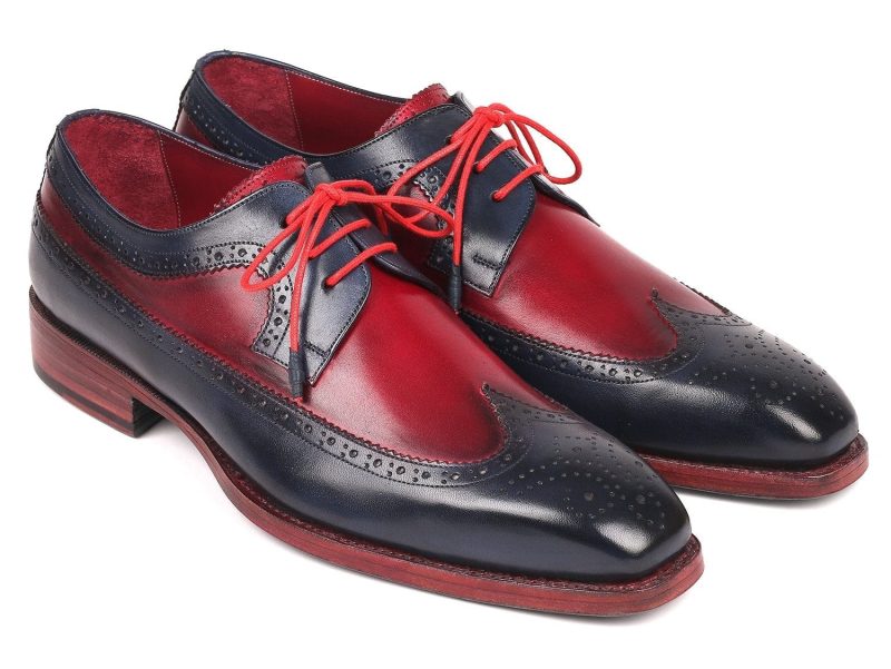 paul parkman paul parkman goodyear welted wingtip derby shoes navy bordeaux id 511n85 36482775449858