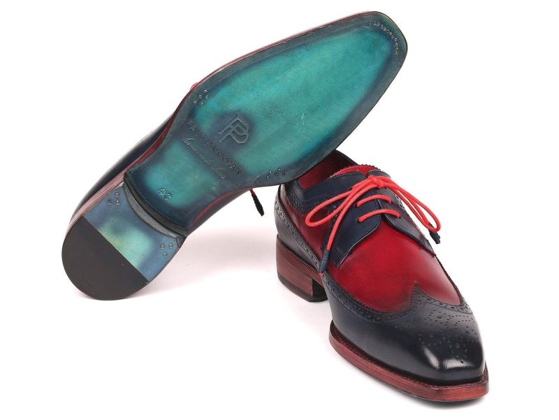 paul parkman paul parkman goodyear welted wingtip derby shoes navy bordeaux id 511n85 36482775482626