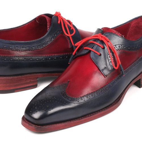 paul parkman paul parkman goodyear welted wingtip derby shoes navy bordeaux id 511n85 36482775515394