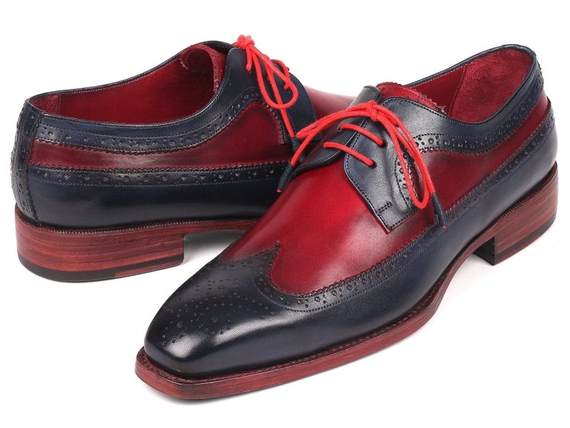 paul parkman paul parkman goodyear welted wingtip derby shoes navy bordeaux id 511n85 36482775515394