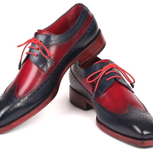 paul parkman paul parkman goodyear welted wingtip derby shoes navy bordeaux id 511n85 36482775548162